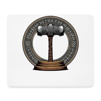 Viking Hammer Warrior Valhalla Runic Circle Thor - Mouse Pad (horizontal) - white - Front