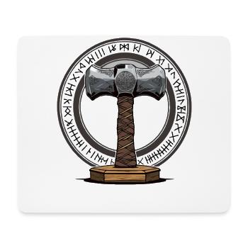Viking Marteau Guerrier Valhalla Cercle Runique Thor - Tapis de souris (format paysage) - blanc - Devant