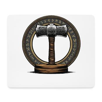 Viking Hammer Warrior Valhalla Runic Circle Thor - Mouse Pad (horizontal) - white - Front