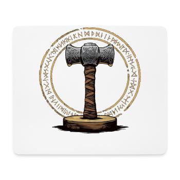 Viking Hammer Warrior Valhalla Runic Circle Thor - Mouse Pad (horizontal) - white - Front