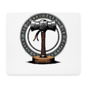 Viking Hammer Warrior Valhalla Runic Circle Thor - Mouse Pad (horizontal) - white - Front