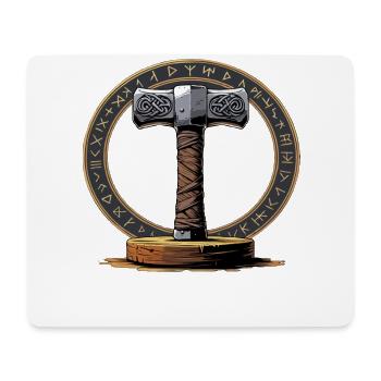 Viking Hammer Warrior Valhalla Runic Circle Thor - Mouse Pad (horizontal) - white - Front