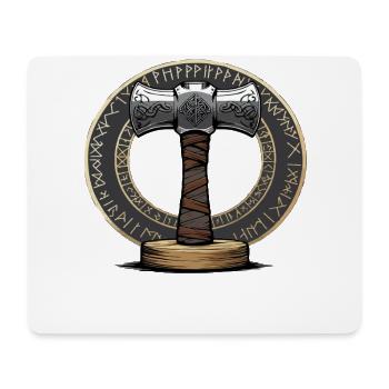 Viking Hammer Warrior Valhalla Runic Circle Thor - Mouse Pad (horizontal) - white - Front