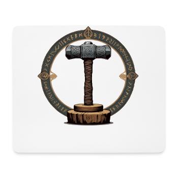 Viking Hammer Warrior Valhalla Runic Circle Thor - Mouse Pad (horizontal) - white - Front