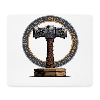 Viking Hammer Warrior Valhalla Runic Circle Thor - Mouse Pad (horizontal) - white - Front