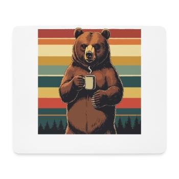 Grim Bear Tasse à café Ours Café Fatigué - Tapis de souris (format paysage) - blanc - Devant