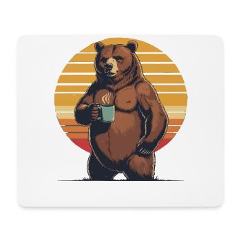 Grim Bear Tasse à café Ours Café Fatigué - Tapis de souris (format paysage) - blanc - Devant