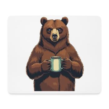 Grim Bear Tasse à café Ours Café Fatigué - Tapis de souris (format paysage) - blanc - Devant