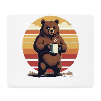 Grim Bear Tasse à café Ours Café Fatigué - Tapis de souris (format paysage) - blanc - Devant