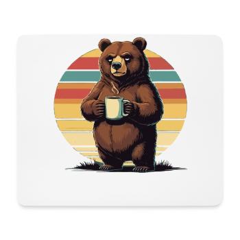 Grim Bear Tasse à café Ours Café Fatigué - Tapis de souris (format paysage) - blanc - Devant