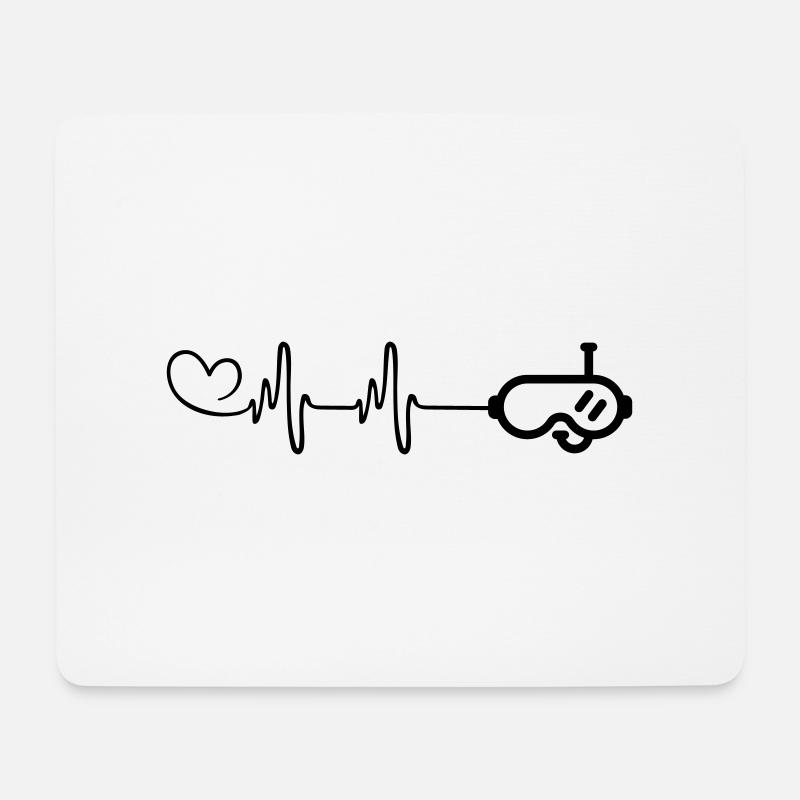 Taucherbrille puls herz - Mousepad (Querformat) - Weiß