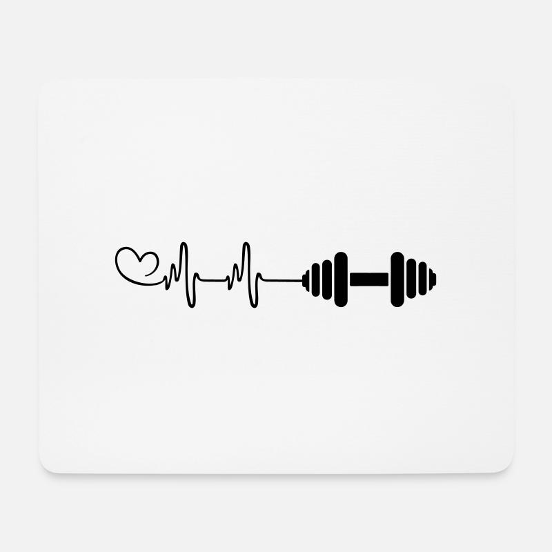 Hantel Herzschlag - Mousepad (Querformat) - Weiß
