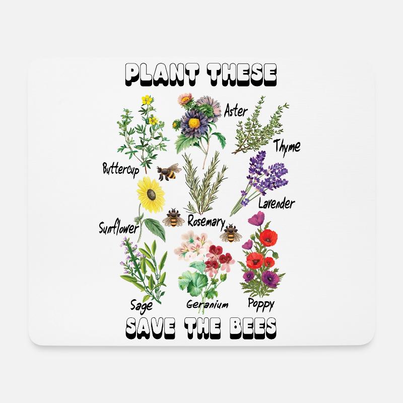 Plant These Save The Bees Tshirt Rettet Die Bienen - Mousepad (Querformat) - Weiß