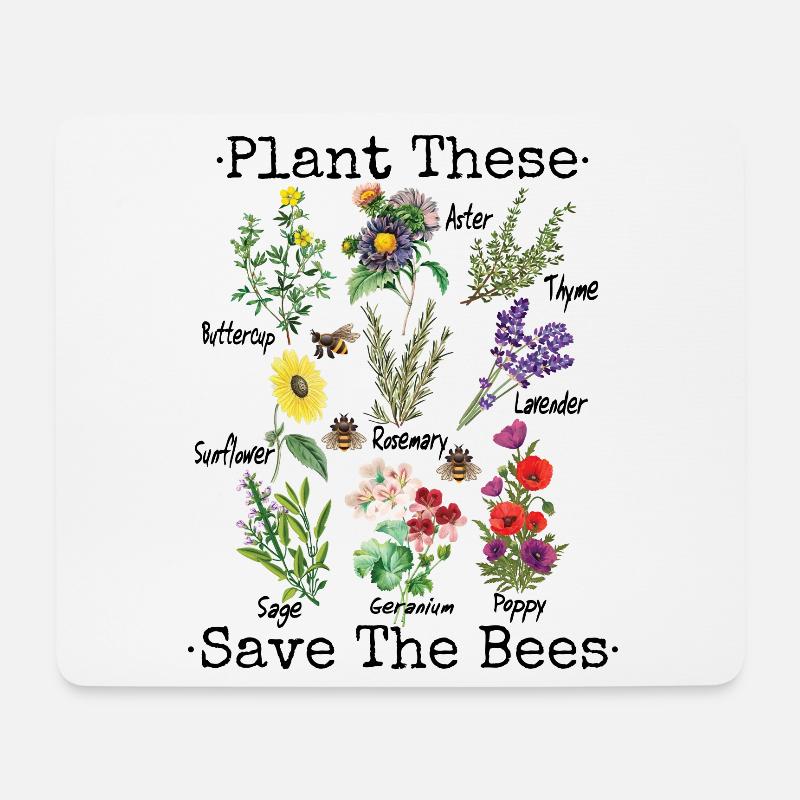 Rettet die Bienen Shirt Plant These Save The Bees - Mousepad (Querformat) - Weiß