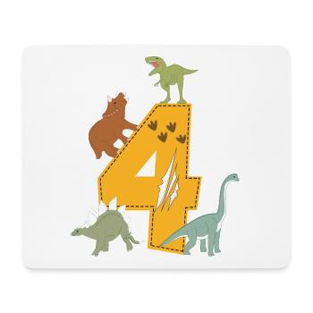 Geburtstag 4 Jahre Dinosaurier Dino 4. Geburtstag - Mousepad (Querformat) - Weiß - Vorne