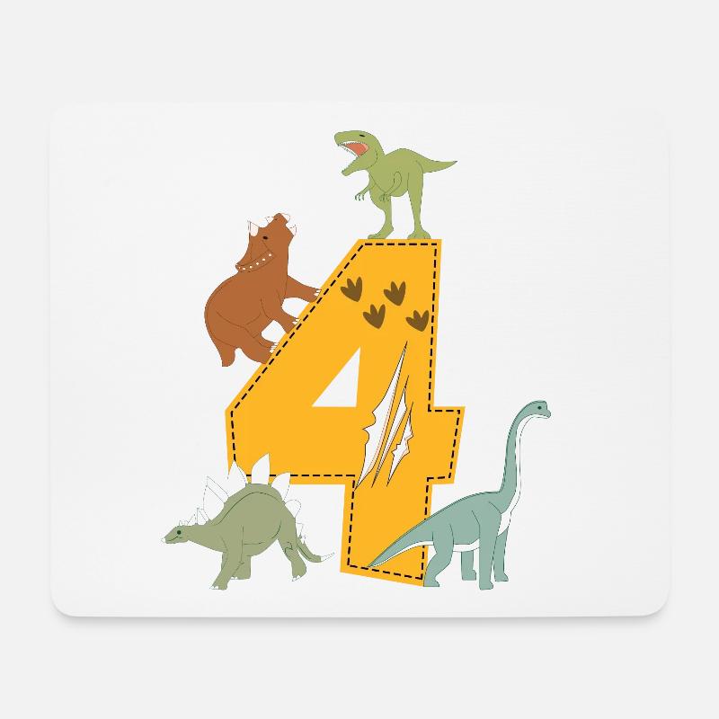 Geburtstag 4 Jahre Dinosaurier Dino 4. Geburtstag - Mousepad (Querformat) - Weiß