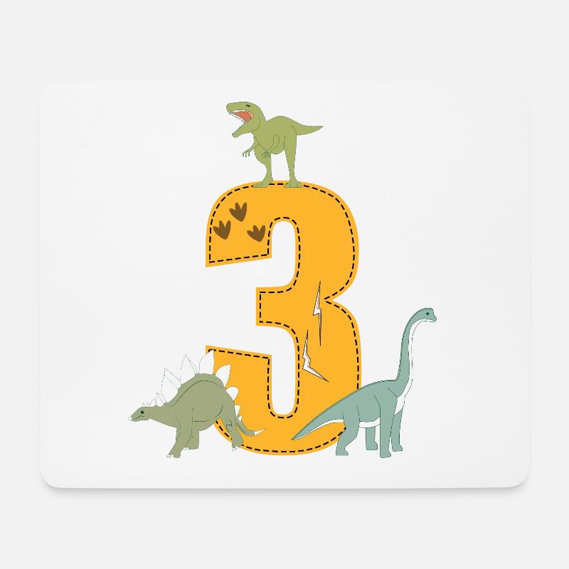 Geburtstag 3 Jahre Dinosaurier Dino 3. Geburtstag - Mousepad (Querformat) - Weiß