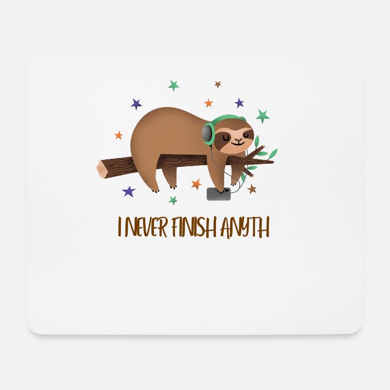 Lustiges Faultier Morgenmuffel Sloth - Mousepad (Querformat) - Weiß