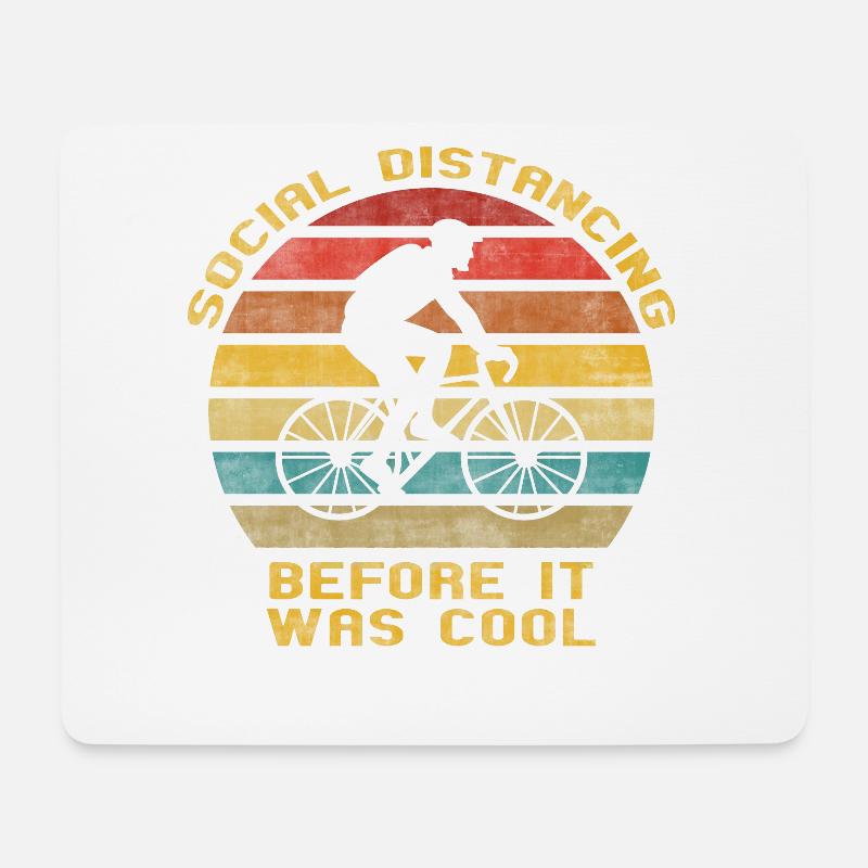 Retro Rennrad Social Distance Before It Was Cool - Mousepad (Querformat) - Weiß