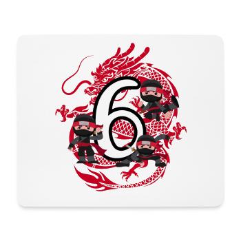 6th Birthday Boy 6 Years Ninja Dragon Costume - Mouse Pad (horizontal) - white - Front