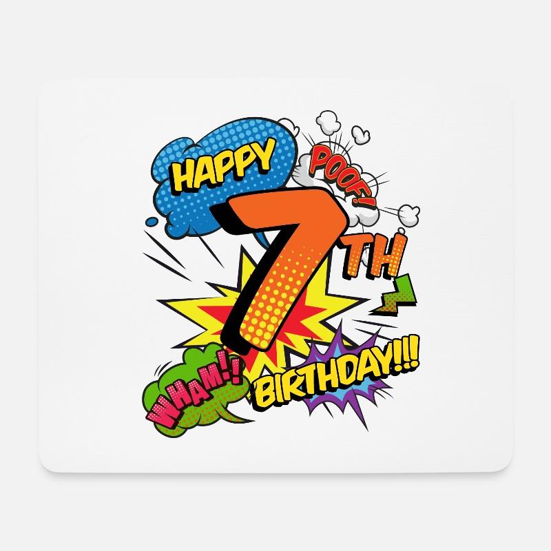 7. Geburtstag Junge Comic-Stil Superhelden - Mousepad (Querformat) - Weiß