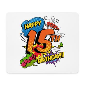 15. Geburtstag Junge Comic-Stil Superhelden - Mousepad (Querformat) - Weiß - Vorne