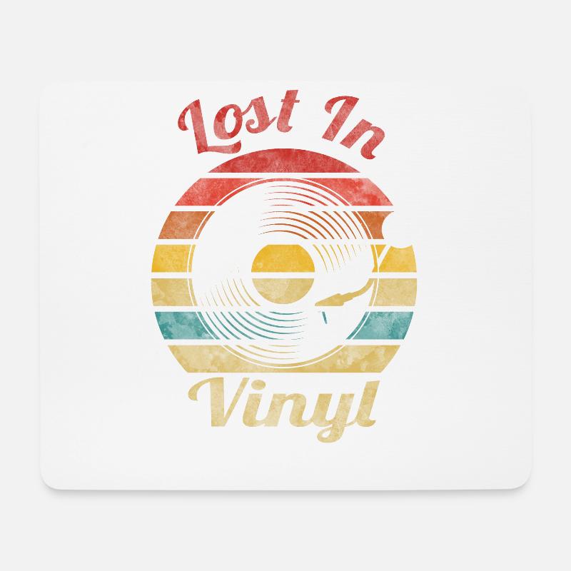 Lost In Retro Vinyl Vintage - Mousepad (Querformat) - Weiß
