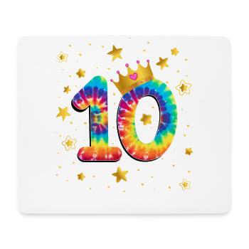 Teinture d’anniversaire colorée 10 ans filles 10. - Tapis de souris (format paysage) - blanc - Devant