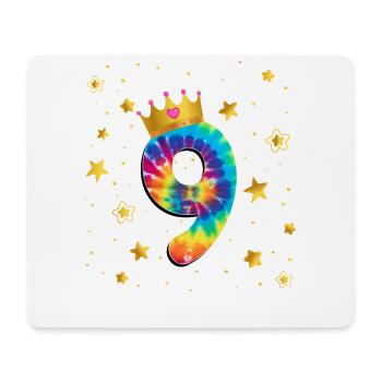 Teinture d’anniversaire colorée 9 ans filles 9. - Tapis de souris (format paysage) - blanc - Devant