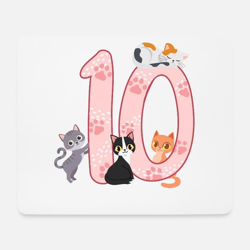 10. Geburtstag Mädchen Katze - Mousepad (Querformat) - Weiß