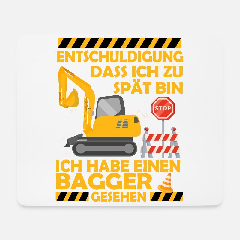 Ich habe einen Bagger gesehen Kinder Baustelle - Mousepad (Querformat) - Weiß