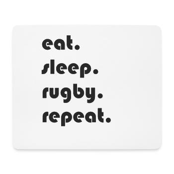 Rugby - eat. sleep. rugby. repeat. - Mousepad (Querformat) - Weiß - Vorne