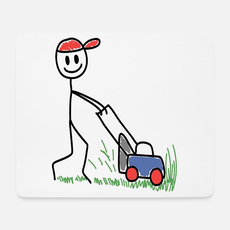 Rasenmäher Doodle - Gartenarbeit - Mousepad (Querformat) - Weiß