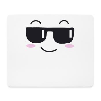 Sunglasses laugh face - Mouse Pad (horizontal) - white - Front