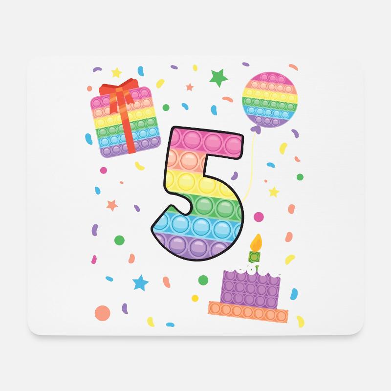 Pop It 5. Geburtstag Mädchen Jungen Fidget - Mousepad (Querformat) - Weiß