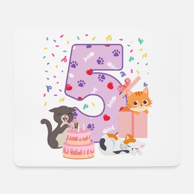 5. Geburtstag Mädchen Katzen Outfit 5 Jahr alt - Mousepad (Querformat) - Weiß