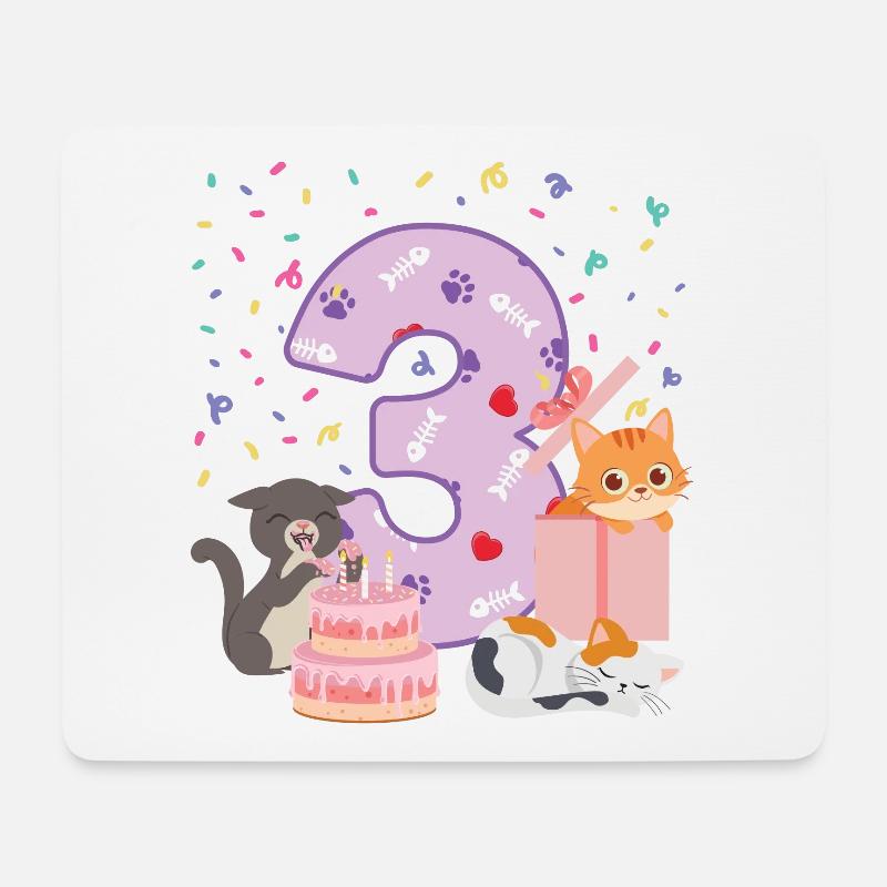3. Geburtstag Mädchen Katzen Outfit 3 Jahr alt - Mousepad (Querformat) - Weiß