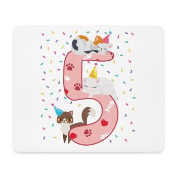 5th Birthday Girl Cats Outfit 5 Year Old - Mouse Pad (horizontal) - white - Front