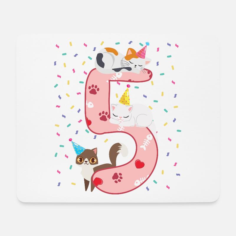 5. Geburtstag Mädchen Katzen Outfit 5 Jahr alt - Mousepad (Querformat) - Weiß