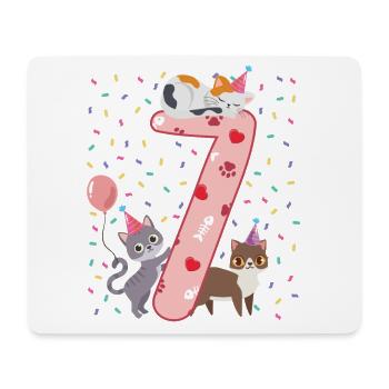 7th Birthday Girl Cats Outfit 7 Year Old - Mouse Pad (horizontal) - white - Front
