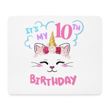 10th Birthday Girl Outfit Unicorn Cat - Mouse Pad (horizontal) - white - Front