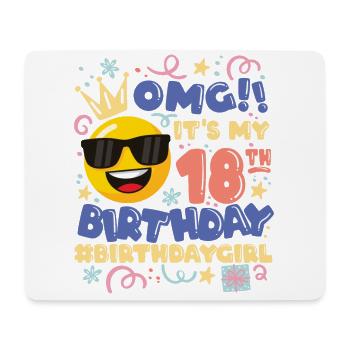 Omg! es ist mein 18. Geburtstag Mädchen Emoticon - Mousepad (Querformat) - Weiß - Vorne