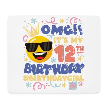 Omg! es ist mein 12. Geburtstag Mädchen Emoticon - Mousepad (Querformat) - Weiß - Vorne