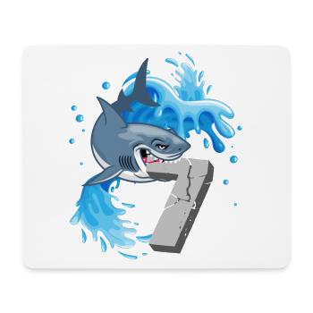 Fête thématique du 7e anniversaire des Requins sept ans - Tapis de souris (format paysage) - blanc - Devant