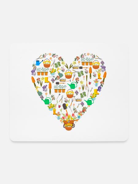 Herz Gartenarbeit Werkzeuge Garten Natur Pflanze - Mousepad (Querformat) - Weiß