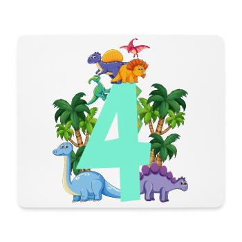 Dinosaure 4 ans fête d’anniversaire - Tapis de souris (format paysage) - blanc - Devant