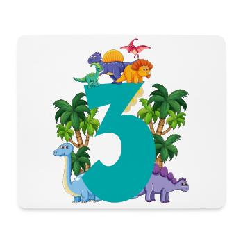 Dinosaure 3 ans 3ème fête d’anniversaire - Tapis de souris (format paysage) - blanc - Devant