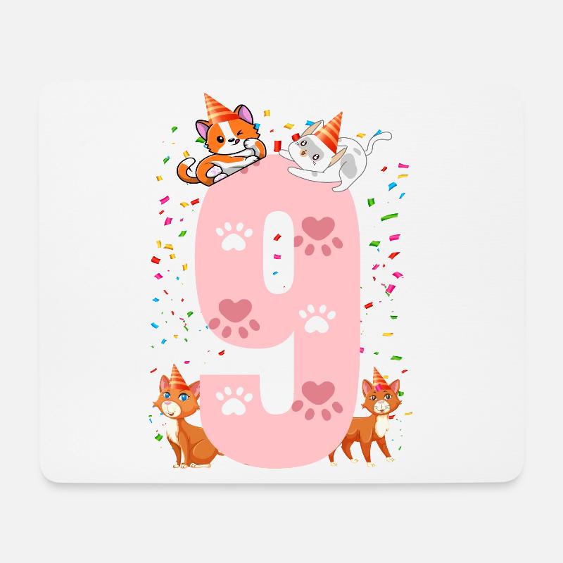 9. Katze Geburtstag Celebrant 9 Jahre Alt - Mousepad (Querformat) - Weiß