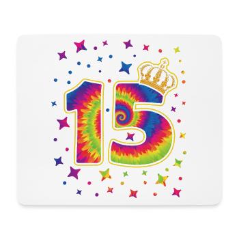 Tie-dye 15th birthday party 15 years old - Mouse Pad (horizontal) - white - Front