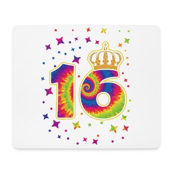 Tie-dye 16. Geburtstagsfeier 16 Jahre Alter - Mousepad (Querformat) - Weiß - Vorne